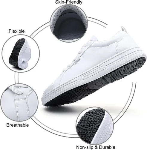 Vista 7 de Zapatos de trabajo antideslizantes para hombre y mujer, zapatos de enfermería antideslizantes para servicio de alimentos