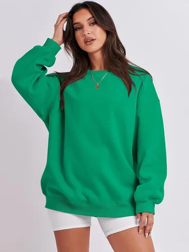 Vista 5 de ANRABESS Sudadera de gran tamaño para mujer, con cuello redondo, estilo Y2K, sudadera con capucha de forro polar, cómoda, camiseta informal, ropa