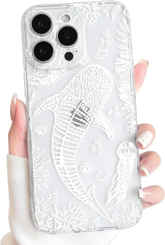 Vista 57 de NITITOP Funda para iPhone 13 Clear Sea Animal - Pez negro Pescado Negro