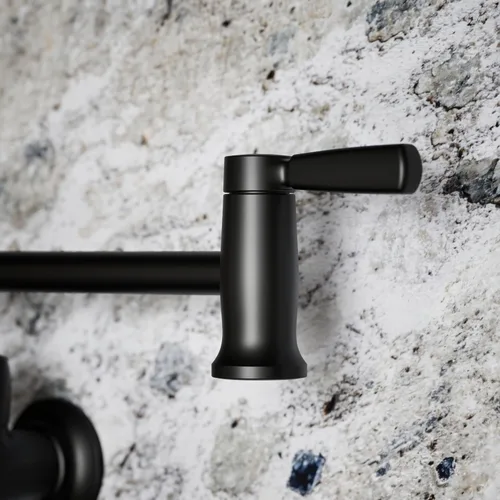 Vista 4 de KOHLER 35744-BL - Grifos de cocina de llenado de ollas de montaje en pared estilo tradicional, color negro mate