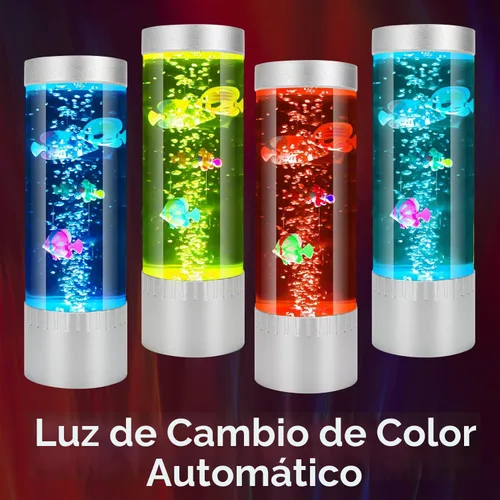 Vista 2 de Lámpara de pez de burbujas, lámpara de tubo de burbujas sensorial, pecera artificial con peces en movimiento, para iluminar tu vida como una