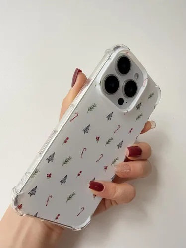 Vista 3 de Funda minimalista con diseño de árbol de Navidad y bayas de caramelo compatible con iPhone 15 Pro, bonita funda de Navidad para iPhone 15 Pro