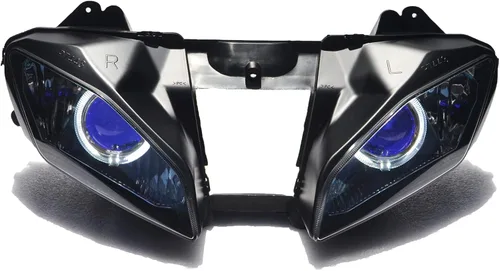 Vista 2 de Conjunto de faros LED Angel Demon Eyes HID Bombilla para Yamaha YZF R6 2008-2014 (blanco y azul)