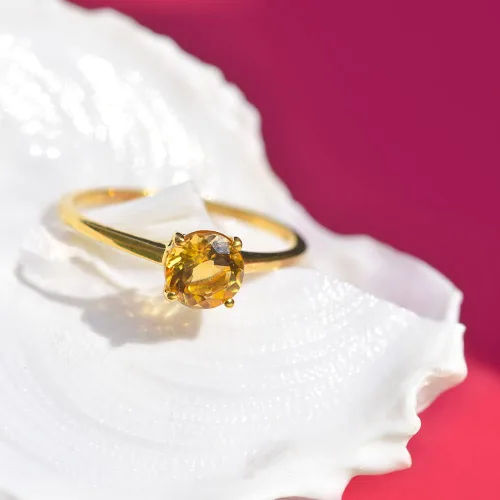 Vista 4 de YoTreasure Anillo de oro amarillo de 10 quilates citrino de 0.75 quilates, Metal Piedra preciosa Metal, citrina
