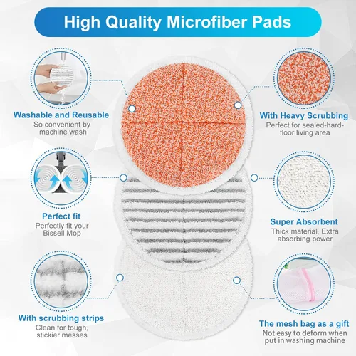 Vista 3 de KEEPOW Spinwave - Almohadillas de repuesto compatibles con Bissell Spinwave Mop 2124, 2039A, 2307, 23157, 20391, 20399, 20393, almohadillas