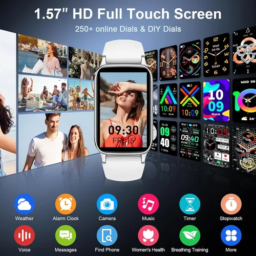 Vista 6 de Reloj inteligente (respuesta/hacer llamada), nuevo rastreador de fitness 2025 para hombres y mujeres, reloj de fitness HD de 1.57 pulgadas, monitor
