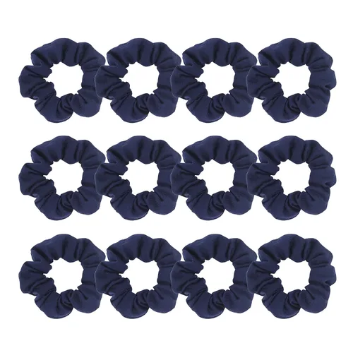 Vista 5 de Pack de 12 Scrunchies de algodón para el pelo de una sola Jersey de color sólido de coleta titulares de pelo para niña, Negro