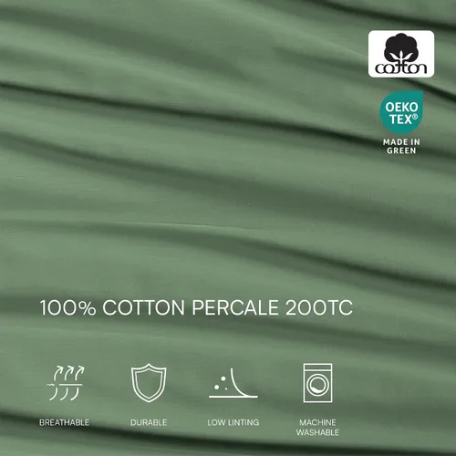 Vista 4 de Lacoste Juego de 2 fundas de almohada de 100% algodón percal – Fresco, crujiente, mate y duradero, certificado Oeko-Tex – Sólido, verde, estándar