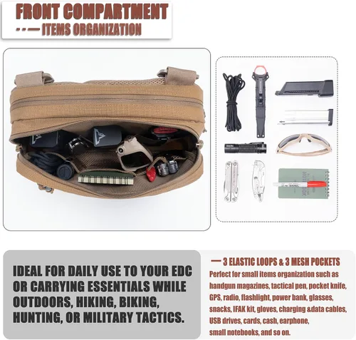 Vista 3 de Bolso Táctico de Cinturón de Pecho Oculto para Transporte Discreto CCW, Bolso Molle IFAK EMT Organizador Médico para Caza al Aire Libre, Tiro