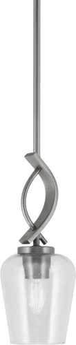 Vista 135 de Toltec Lighting Cavella Stem Colgado Mini colgante, acabado grafito, vidrio de muselina blanca de 4 pulgadas