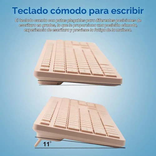 Vista 4 de HUO JI Combo de teclado y mouse inalámbricos, silencioso y suave