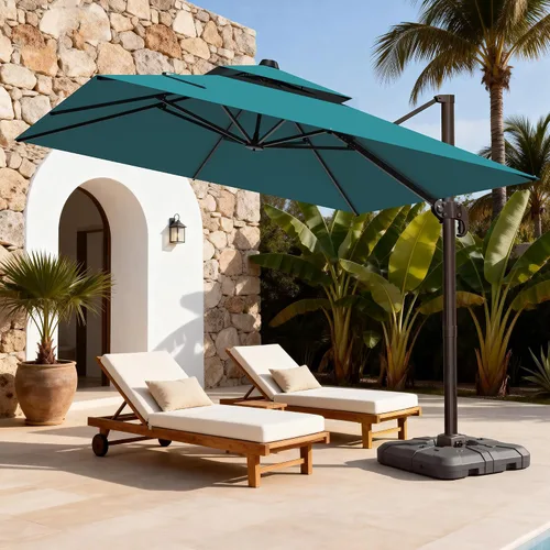 Vista 82 de Sombrilla de 10 x 13 pies para exteriores, sombrilla grande rectangular con viga voladiza, resistente, con rotación de 360°, sombrilla con Beige