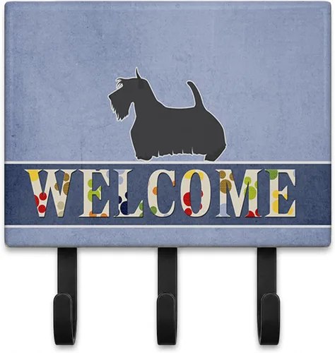 Vista 22 de Caroline's Treasures Afghan Hound - Gancho de pared de bienvenida, triple, multicolor Afghan Hound Welcome artwork on ceramic tile with three
