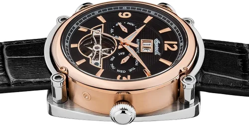 Vista 3 de Ingersoll Reloj automático de acero inoxidable para hombre con correa de cuero, negro (Modelo I01102), Negro -, Reloj automático