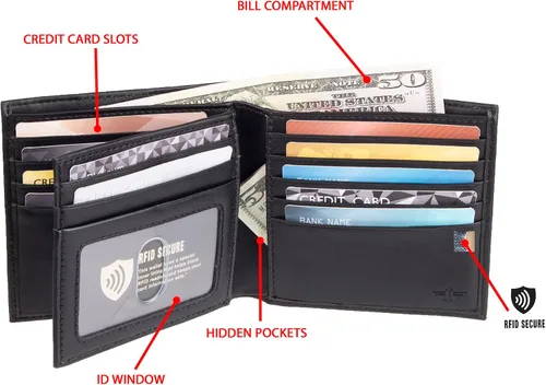 Vista 4 de Dockers Mens piel Capacidad extra Slimfold Bifold Wallet