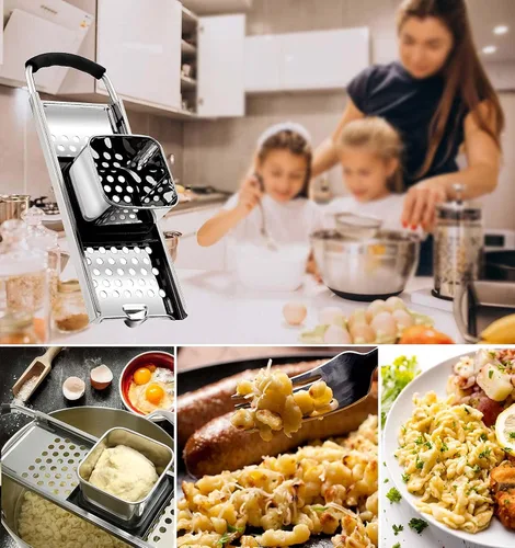 Vista 2 de Spaetzle Maker - Herramienta de fabricación de bolas de masa de fideos caseros de acero inoxidable con empujador de seguridad y mango de goma cómodo
