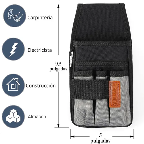 Vista 2 de VIDAR TOOLS Pequeña bolsa de herramientas con clip para cinturón, bolsas para cinturón de herramientas, bolsa de herramientas de electricista. Mini