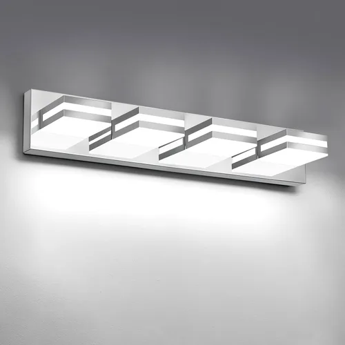 Vista 19 de IZORRO Luces LED modernas para baño (8 luces, regulables), iluminación de pared acrílica blanca mate, luces de tocador para baño sobre espejo, 6000
