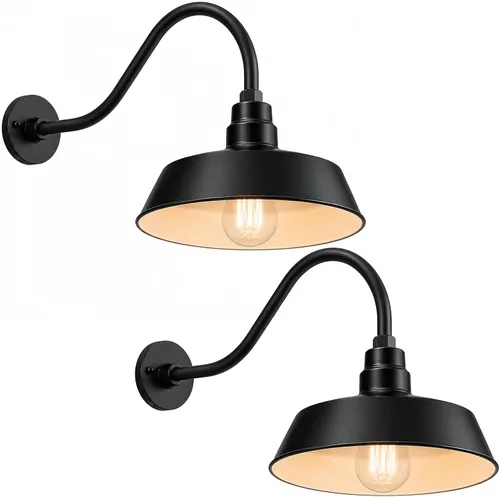 Vista 37 de 14 pulgadas. RLM Warehouse - Pantalla con brazo de cuello de cisne y bombilla Led A19 5000K de 9W Negro satinado (paquete de 1)