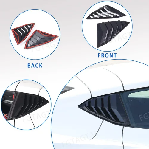 Vista 8 de Cubierta de persiana lateral trasera compatible con Chevrolet Corvette C8 2020-2025, cubierta de ribete de persianas de ventana trasera, accesorios