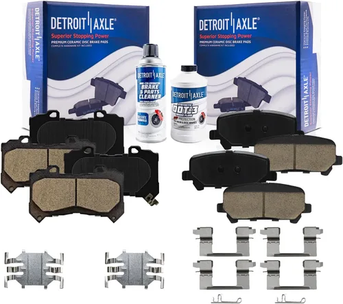 Vista 16 de Detroit Axle - Juego de 4 frenos delanteros para BMW X5 2002, 2003, 2004, 2005, 2006, rotores de freno de disco y pastillas de freno de cerámica