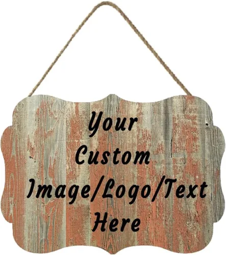 Vista 5 de Letrero de bienvenida de madera personalizado para puerta delantera, letrero personalizado para el hogar, decoración de puerta con imagen/texto COL-7