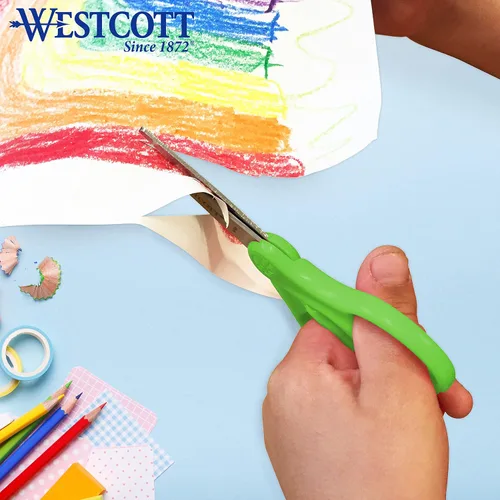 Vista 6 de Tijeras Westcott (13132) para niños zurdos y diestros de 5 pulgadas, paquete de 2 unidades, varios colores individual