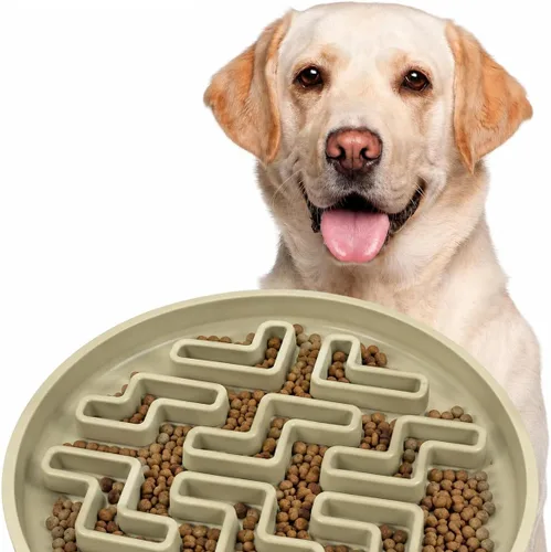 Vista 12 de Cuenco grande de alimentación lenta para perros, bandeja de alimentación de rompecabezas de silicona premium para perros y gatos, cuenco de Cian