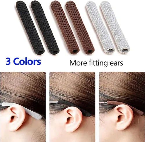 Vista 8 de KAJUDA 4 pares de pinzas para las orejas, almohadillas de algodón de punto suave, almohadillas de oreja, puntas de las patillas de las gafas