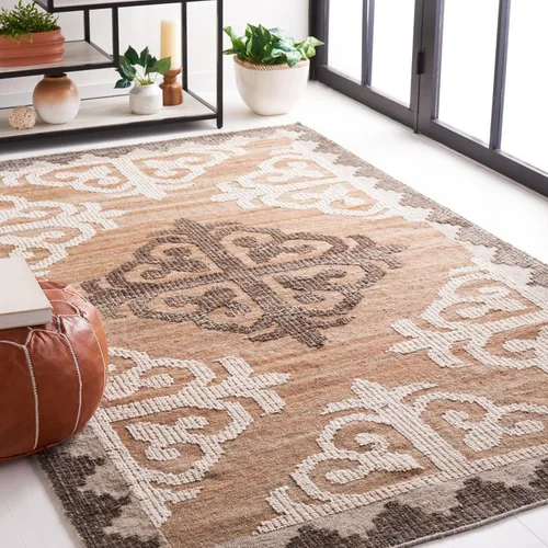 Vista 10 de SAFAVIEH Kenya Collection - Alfombra decorativa de 2 x 3 pies, marrón y carbón, lana tribal anudada a mano, ideal para zonas de alto tráfico