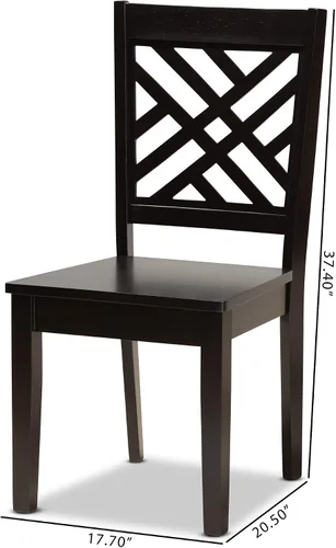 Vista 3 de Baxton Studio Caron - Juego de sillas de comedor (2 piezas, madera con acabado marrón oscuro de transición)
