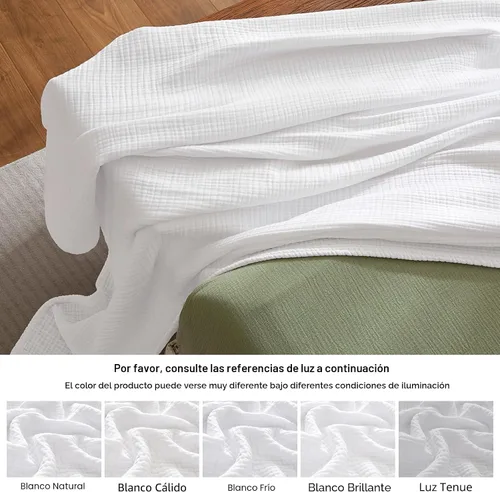 Vista 8 de PHF - Manta de muselina 100 % algodón, de 50 x 60 pulgadas, de 4 capas, de gasa ligera, transpirable, manta minimalista suave como una nube