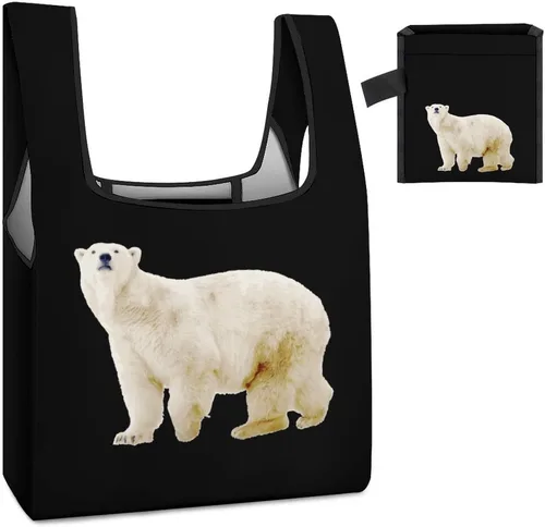 Vista 5 de Bolsa de compras reutilizable de oso polar, bolsa plegable de gran capacidad para hombres y mujeres