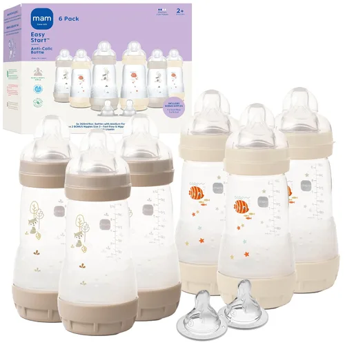 Vista 14 de MAM Biberón ventilado anticólicos de 9 oz Easy Start + para bebés de 2 Azul verdoso