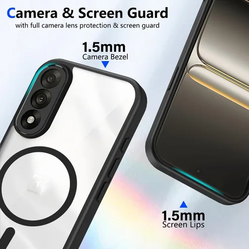 Vista 577 de Funda magnética transparente compatible con Xiaomi 17T, color negro 2 en 1 PC + TPU cubierta de teléfono a prueba de golpes, carcasa protectora