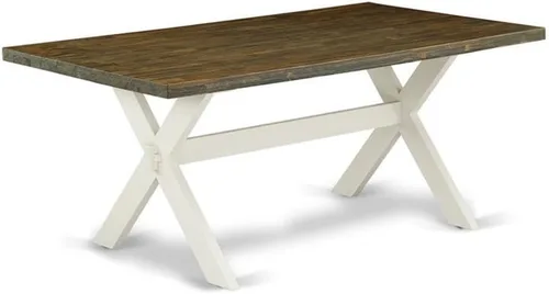 Vista 13 de East West Furniture VT026 Mesa de comedor estilo V – una mesa de cocina rectangular con patas elegantes, 36 x 60 pulgadas, multicolor
