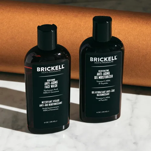Vista 3 de Brickell Men's Products Rutina antienvejecimiento de gel mejorador, limpiador facial de gel e hidratante facial, set de regalo para el cuidado