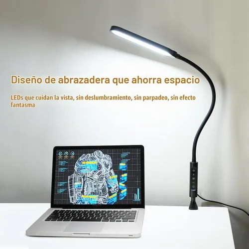 Vista 8 de Lámpara de escritorio con abrazadera LED de 18W 3000LM Negro tinta