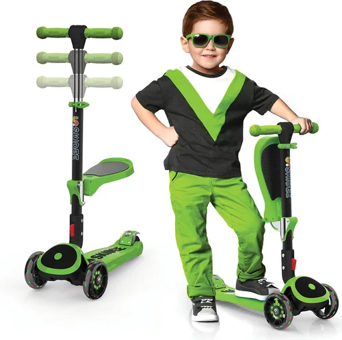 Vista 16 de SKIDEE Kick Scooter for Kids Ages 3-5 Foldable 3 Wheel Scooter with Lean-to-Steer, Adjustable Height, Removable Seat & LED Light Wheels Toddler