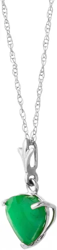 Vista 3 de Galaxy Gold GG 14k Solid White Gold Necklace with Natural 1.20ct Emerald Heart Pendant