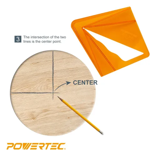Vista 4 de POWERTEC Herramienta Buscadora de Centro de Plástico para Cuadrado de 8 pulgadas, Redondo, Octágono y Hexágono de 5-3/4 pulgadas, Herramientas