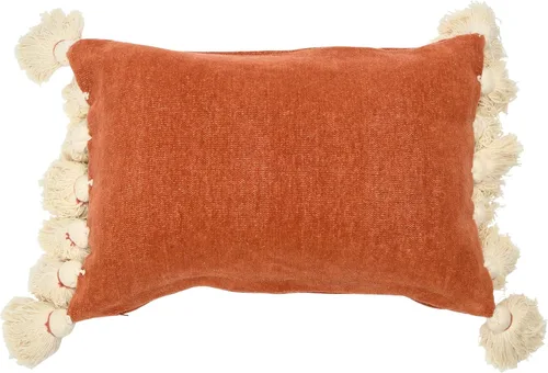 Vista 12 de Main + Mesa Almohada lumbar con borlas de chenilla de algodón, color crema (EC0978)