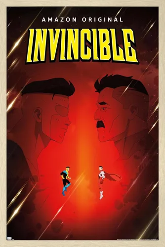 Vista 7 de Invincible - Póster de pared de una hoja de padre e hijo, 22.4 pulgadas de largo x 14.7 pulgadas de ancho, versión enmarcada de madera de granero