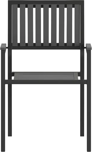 Vista 11 de Flash Furniture Harris - Juego de 2 sillas comerciales para interiores y exteriores, respaldo y asiento con listones de poliresina negra, marco