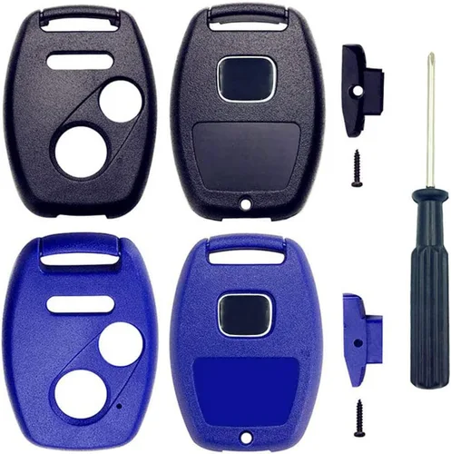 Vista 2 de Funda de repuesto con 3 botones para llave de automóvil Honda Accord Crosstour Civic CR-V CR-Z Fit Odyssey con destornillador (1 negro + 1 rojo)
