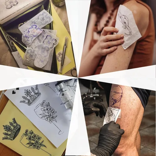 Vista 6 de MIUXIA Papel de transferencia de tatuaje 50 hojas tatuaje plantilla papel