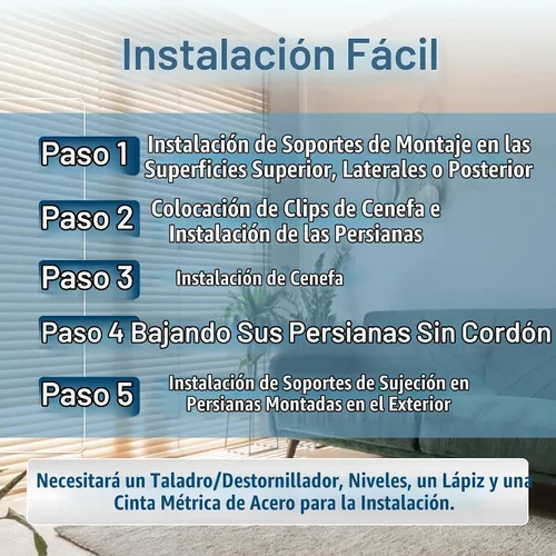 Vista 7 de TailorView Cortinas de ventana horizontales de madera personalizables sin cordón - Paletas de 2 pulgadas - Alabastro - Montaje interior o exterior.