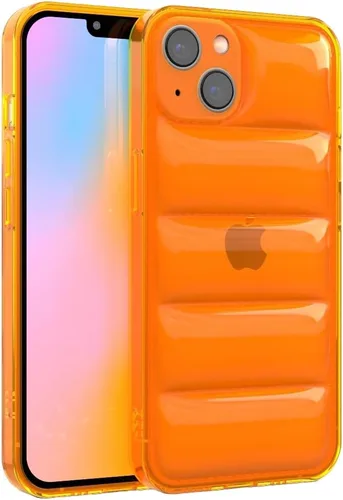 Vista 11 de FELONY CASE - Funda Puffer Naranja Neón para iPhone 12 Pro Max, Cubierta Brillante Transparente Acolchada con Parachoques a Prueba de Golpes - Funda