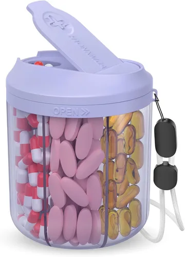Vista 11 de Hionxmga Dispensador de pastillas con 7 compartimentos grandes, organizador de botellas de píldoras de 4.4 pulgadas de alto x 3.6 pulgadas