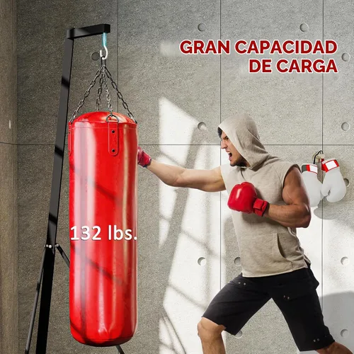 Vista 6 de Soozier - Soporte plegable para saco de boxeo, altura ajustable, con base con peso, independiente para gimnasio en casa, solo soporte